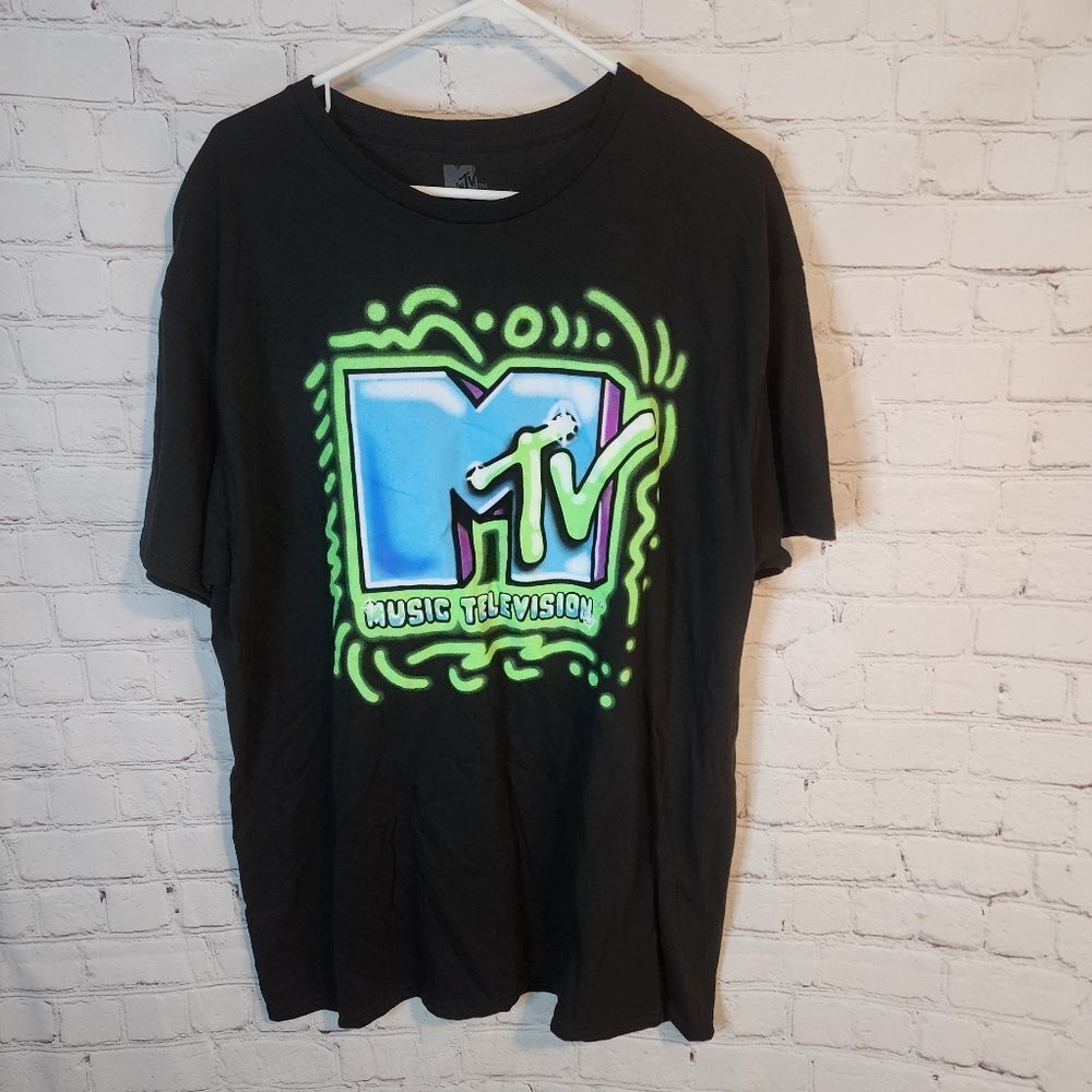 Men's MTV Black Graphic T-Shirt, Size XL